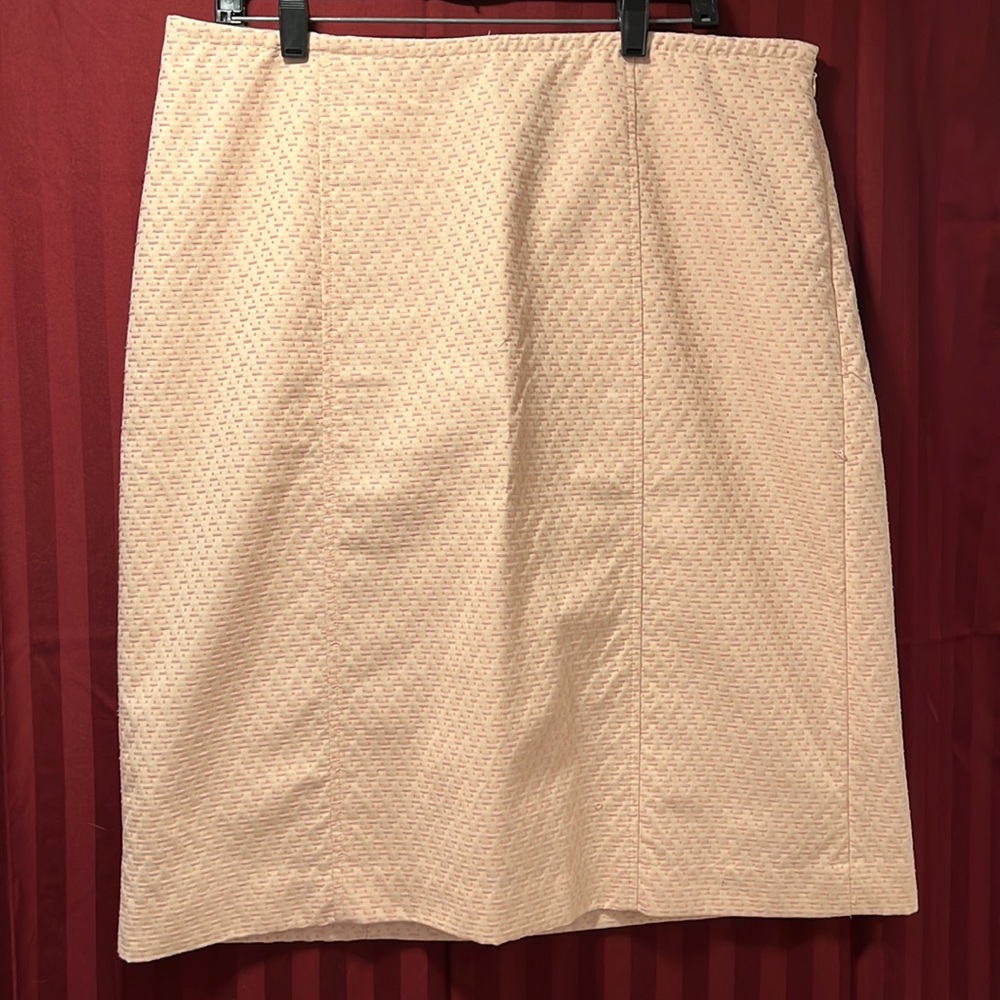 Jones Wear Peach-Pink Embroidered Decoration Straight Skirt in Size 16